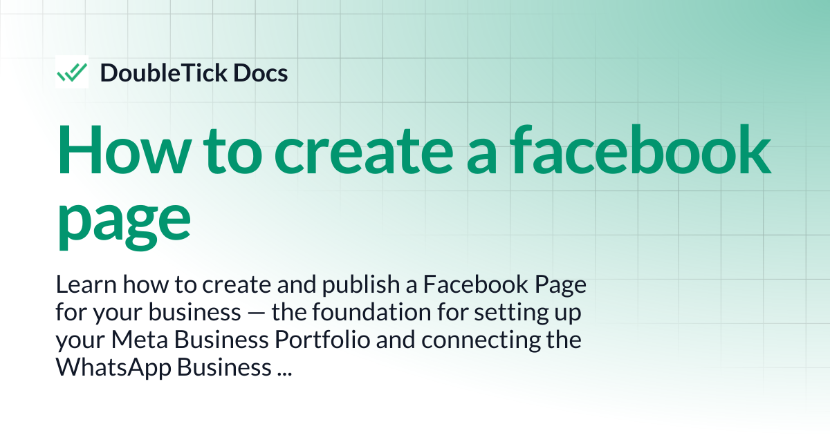 How to create a facebook page | DoubleTick Docs